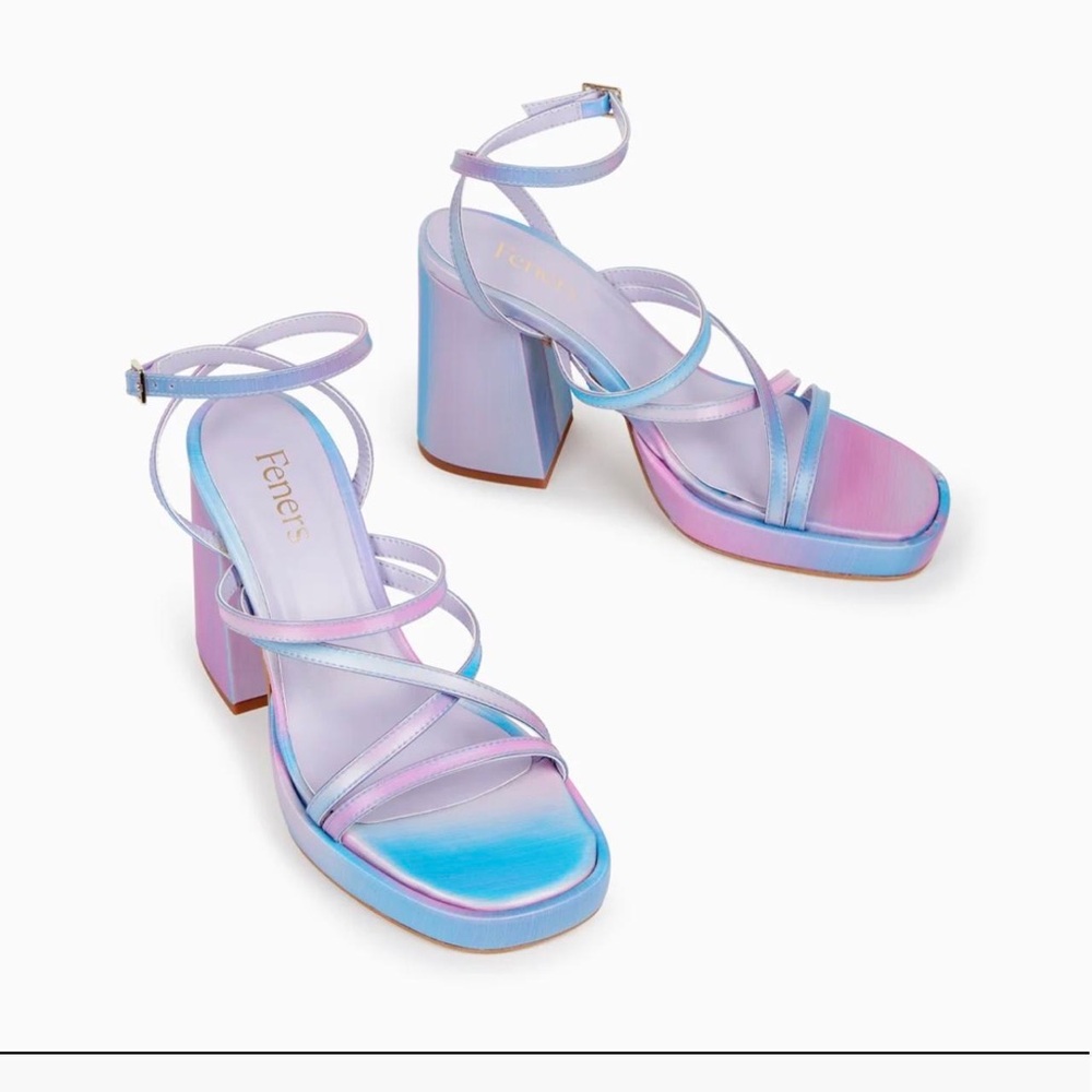 Feners Le Disco Vegan Leather Block Heel Sandals